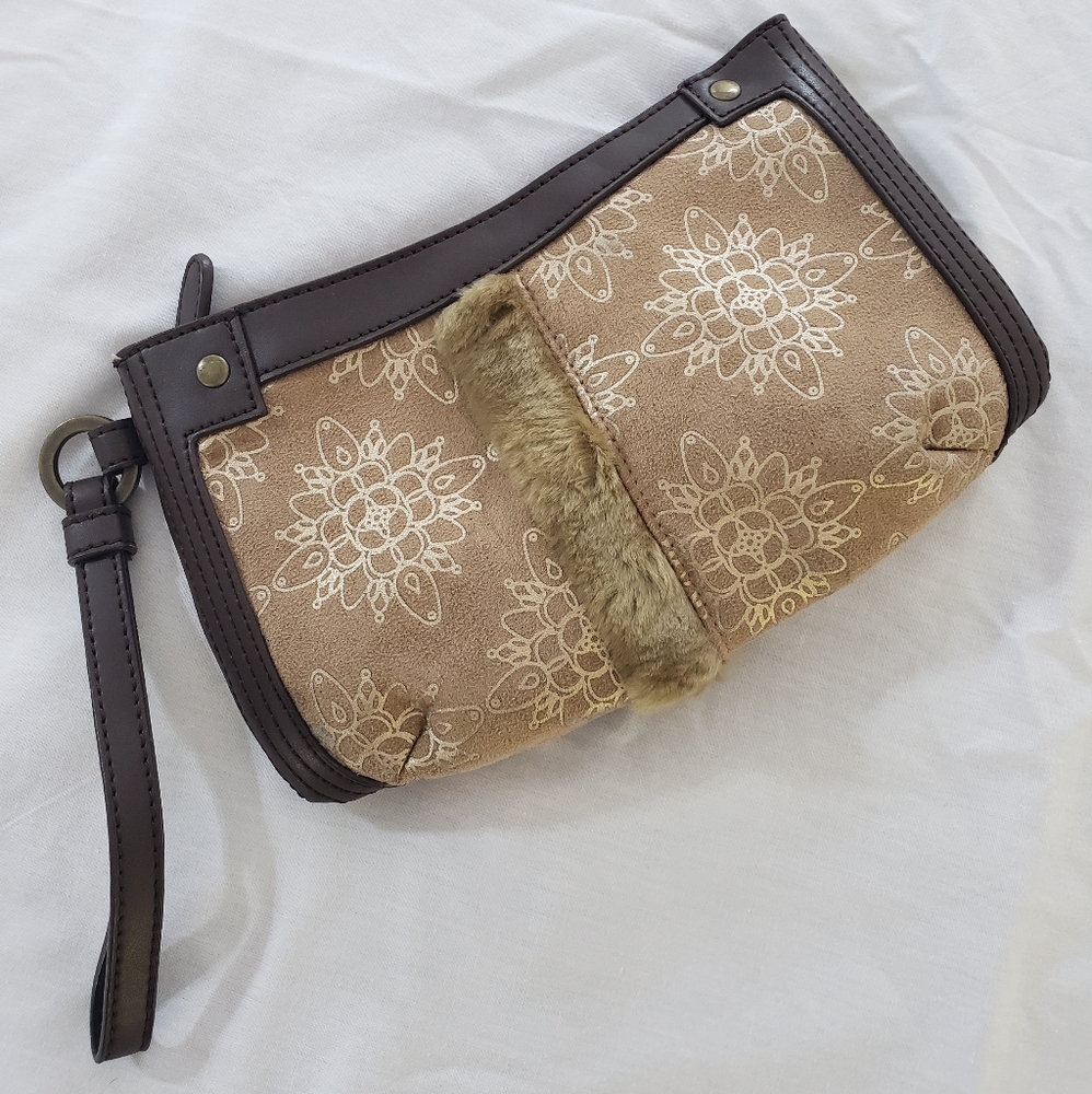 Bath & Body Works Clutch Wristlet Beige & Brown